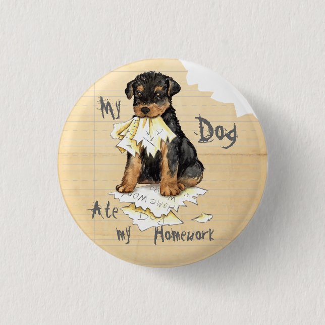 My Airedale Ate My Homework 3 Cm Round Badge (Front)