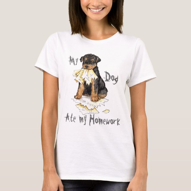 My Airedale Ate My Homework T-Shirt (Front)