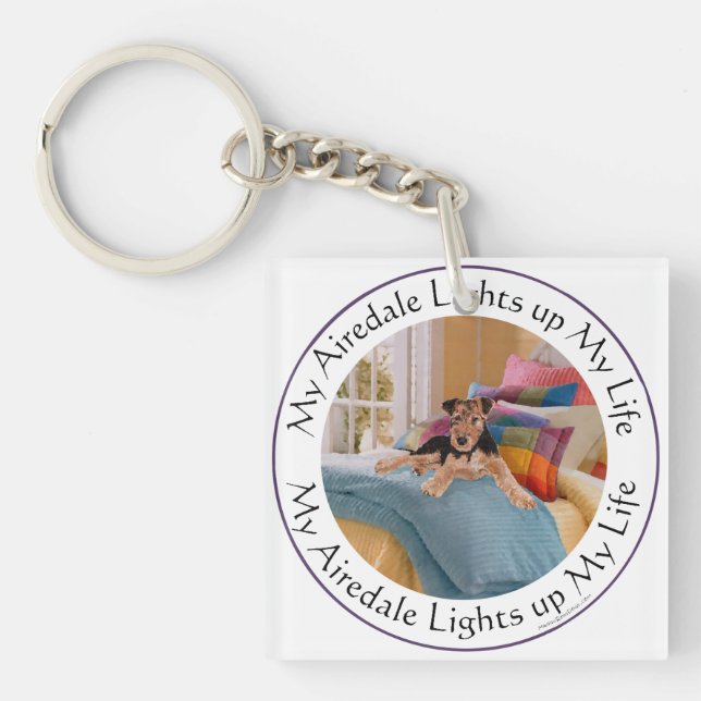 My Airedale Lights Up My Life Key Ring (Front)
