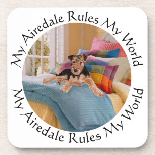 My Airedale Rules My World Coaster