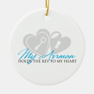 My Airman Holds the Key to my Heart Ceramic Ornament