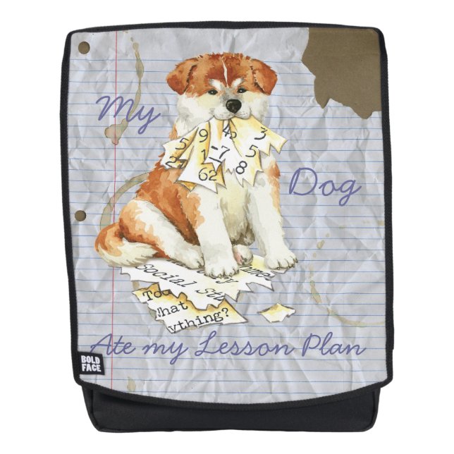 My Akita Ate My Lesson Plan Backpack (Front)