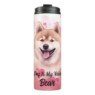 My Akita Dog Is My Valentine Personalised Name Thermal Tumbler