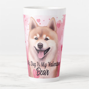 My Akita Dog Is My Valentine Personalized Name Latte Mug