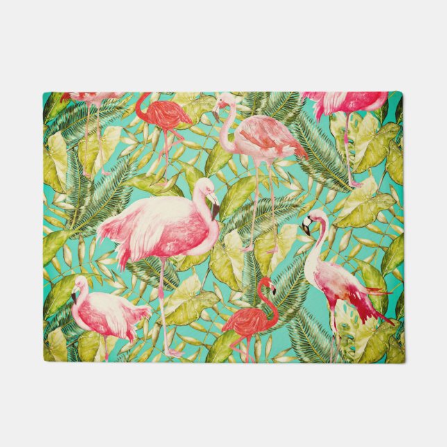 My Aloha Jungle Bird Flamingo Garden Doormat (Front)