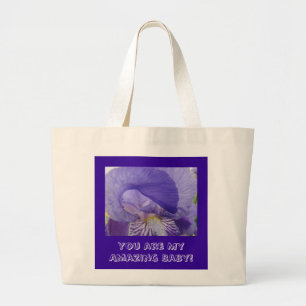 My Amazing Baby! Purple Tote Bag Iris Flowers