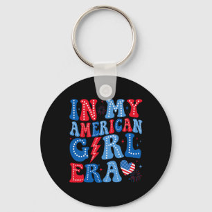 My American Girl Era Retro 4th Of July Groovy Patr Key Ring