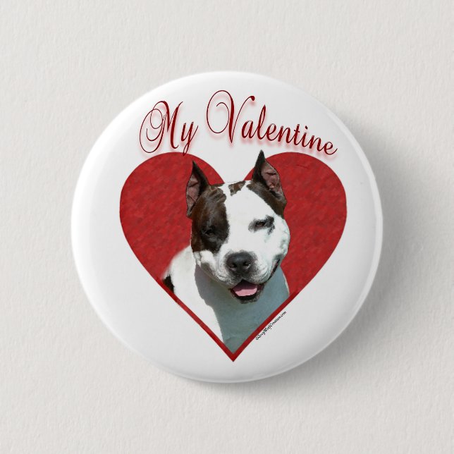 My AmStaff Valentine 6 Cm Round Badge (Front)