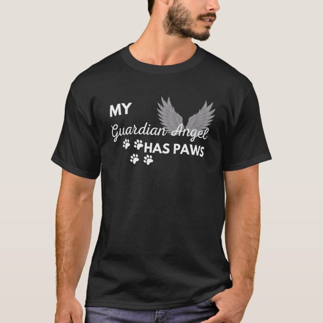 My Angel Has Paws Shirt Pet Memorial Cat Dog Dad M (Front)
