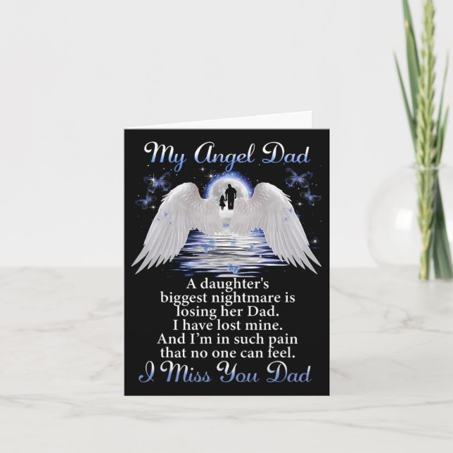 My Angle Dad I Miss You Dad Memorial Day Fathers  Card (Front)
