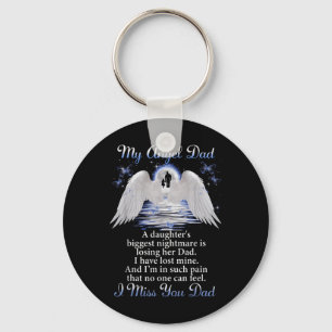My Angle Dad I Miss You Dad Memorial Day Fathers  Key Ring