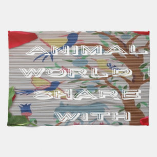My animals world valentine.png tea towel