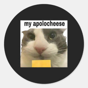 My Apolocheese Funny Cat Meme Brainrot Gen Z Humou Classic Round Sticker