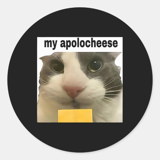 My Apolocheese Funny Cat Meme Brainrot Gen Z Humou Classic Round Sticker (Front)