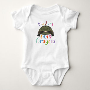My Aunt Eats Crayons - Military Helmet Baby Bodysuit