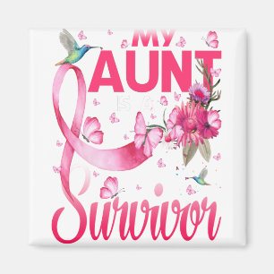 My Aunt Is A Survivor Hummingbird Breast Cancer Magnet
