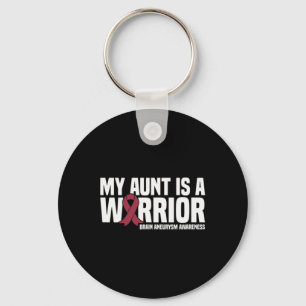 My Aunt is a Warrior Brain Aneurysm Awareness Key Ring
