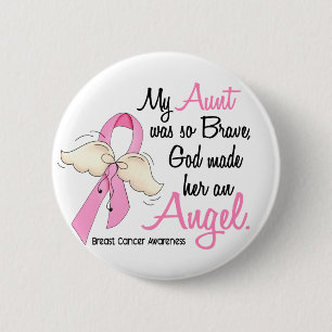 My Aunt Is An Angel 2 Breast Cancer 6 Cm Round Badge