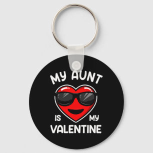 My Aunt Is My Valentine Heart Sungles Boy Girl Key Ring