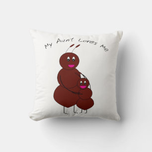My Aunt Loves Me Ant Cute Aunt and Child Ant  Cushion