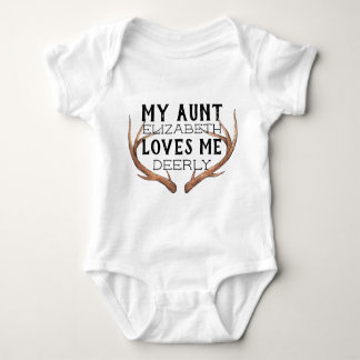 my aunt loves me, aunt shirt, deer antlers baby bodysuit
