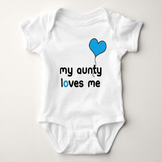 My Aunt loves me bright blue Heart Balloon Baby Bodysuit
