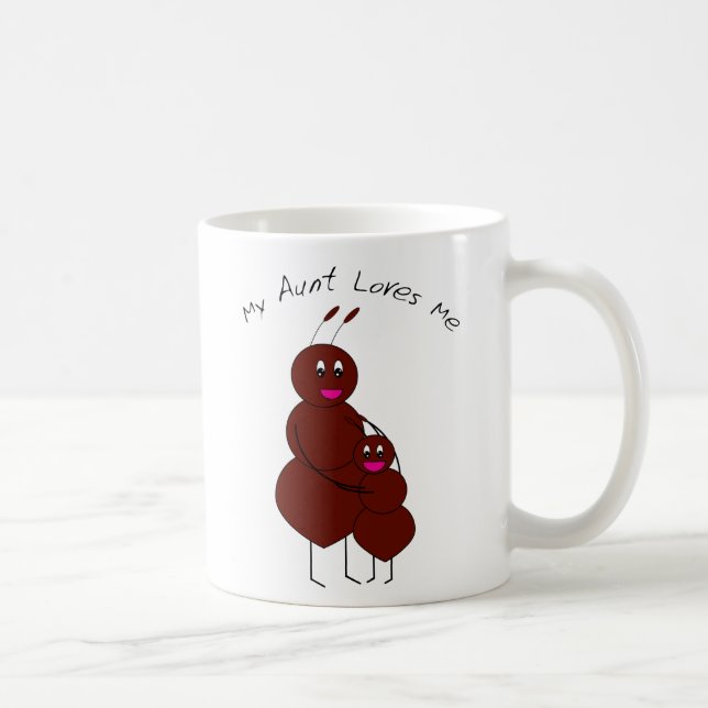 My Aunt Loves Me Cute Aunt and Child Ant Cartoon Coffee Mug (Right)