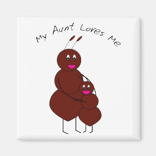My Aunt Loves Me Cute Aunt and Child Ant Cartoon Magnet