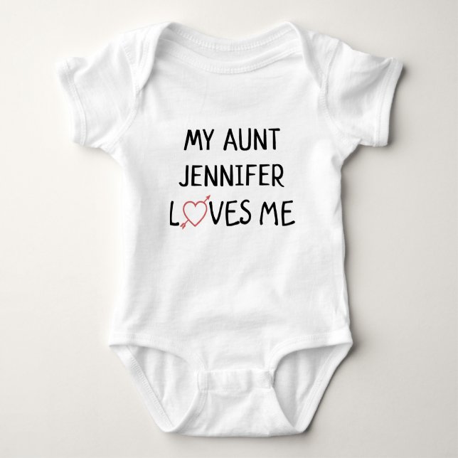 My Aunt Loves Me Heart Niece Nephew Baby Bodysuit (Front)
