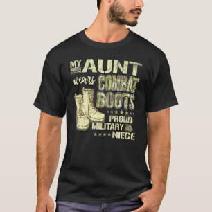 My Aunt Wears Combat Boots Dog Tag Proud Military T-Shirt
