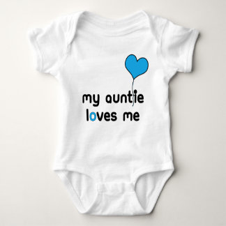 My Auntie loves me Bright Blue Heart Balloon Baby Bodysuit