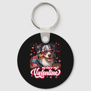 My Aussie Is My Valentine Tee Dog Lover Outfit Pet Key Ring