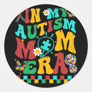 My Autism Mum Era Groovy Puzzle Piece Retro Mother Classic Round Sticker