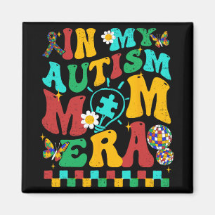 My Autism Mum Era Groovy Puzzle Piece Retro Mother Magnet