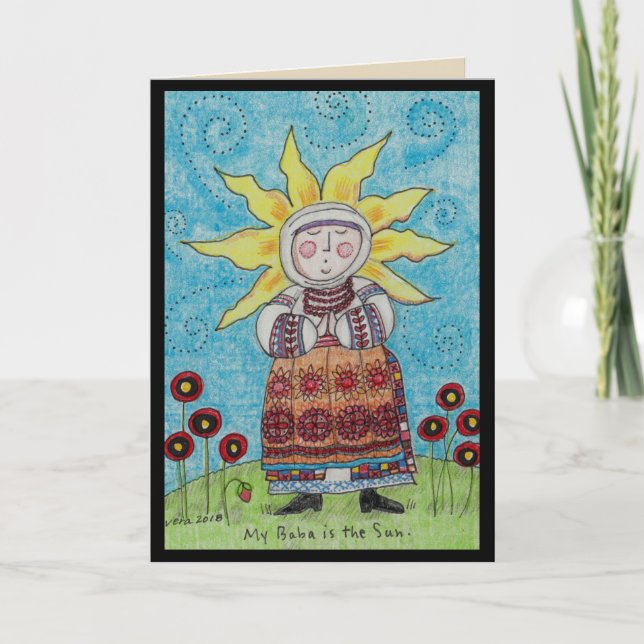 My Baba is the Sun Ukrainian Folk Art Card (Front)