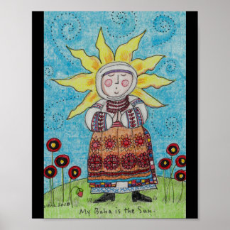 My Baba is the Sun Ukrainian Folk Art Poster
