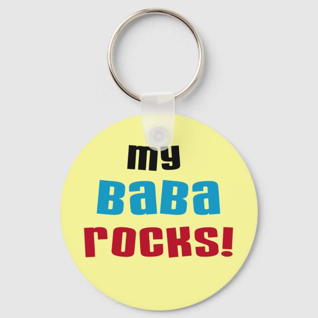 My Baba Rocks T-shirts and Gifts Key Ring (Front)