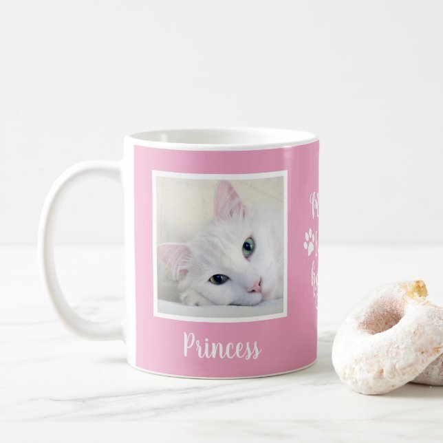 My Babies Have Paws Photo Pink Coffee Mug (With Donut)