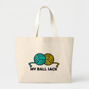 MY BALL SACK KNITTING YARN HUMOR LARGE TOTE BAG