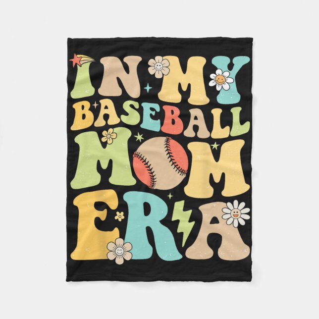 My Baseball Mum Era Funny Baseball Mama Mothers Da Fleece Blanket (Front)