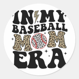 My Baseball Mum Era Leopard Mum Baseball Mama Moth Classic Round Sticker