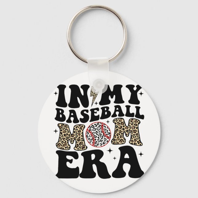 My Baseball Mum Era Leopard Mum Baseball Mama Moth Key Ring (Front)
