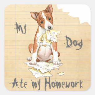 My Basenji Ate My Homework Square Sticker