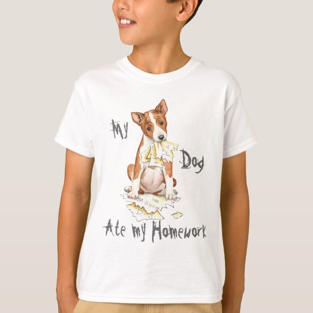 My Basenji Ate My Homework T-Shirt (Front)