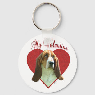 My Basset Hound Valentine Key Ring