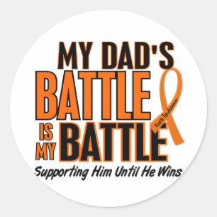My Battle Too Dad Leukaemia Classic Round Sticker
