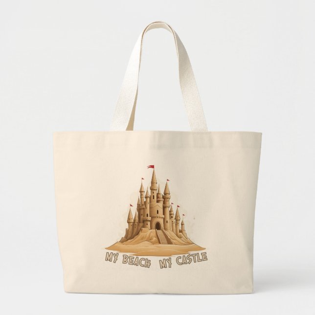 My Beach, My Sandcastle Large Tote Bag (Front)