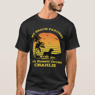 My Beach Partner Sunset Palm Jack Russell Terrier T-Shirt