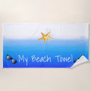 My Beach Towel blue colour fade with Starfish