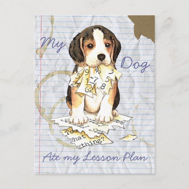 My Beagle Ate My Lesson Plan Postcard (Front)